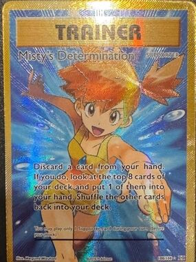 Pokemon Trainer Misty's Determination Holographic Blue Yellow Card